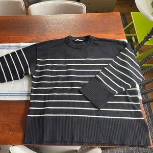 PINKBLUSH Maternity navy/white striped crew neck sweater L